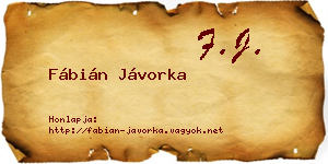Fábián Jávorka névjegykártya